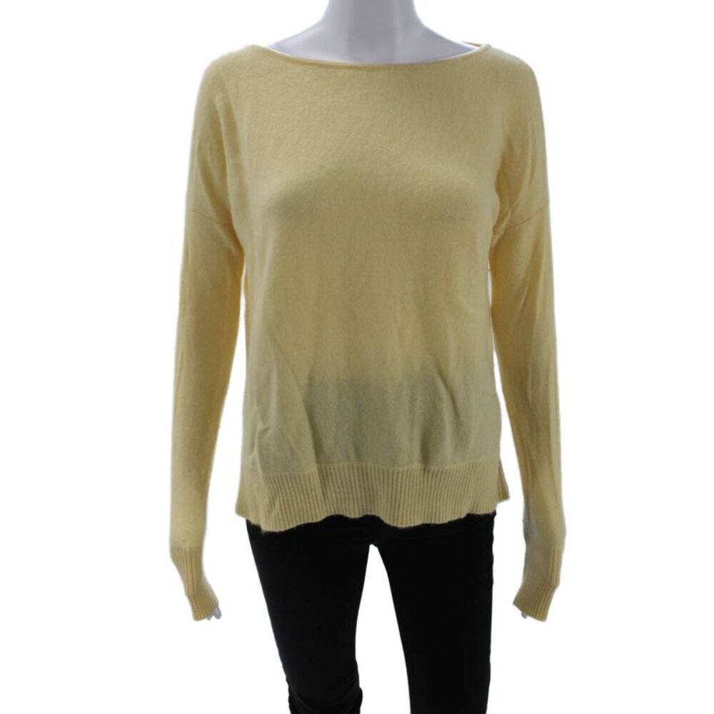 Cullen Women Yellow Cashmere Pullover Sweater Round Neck Size S
